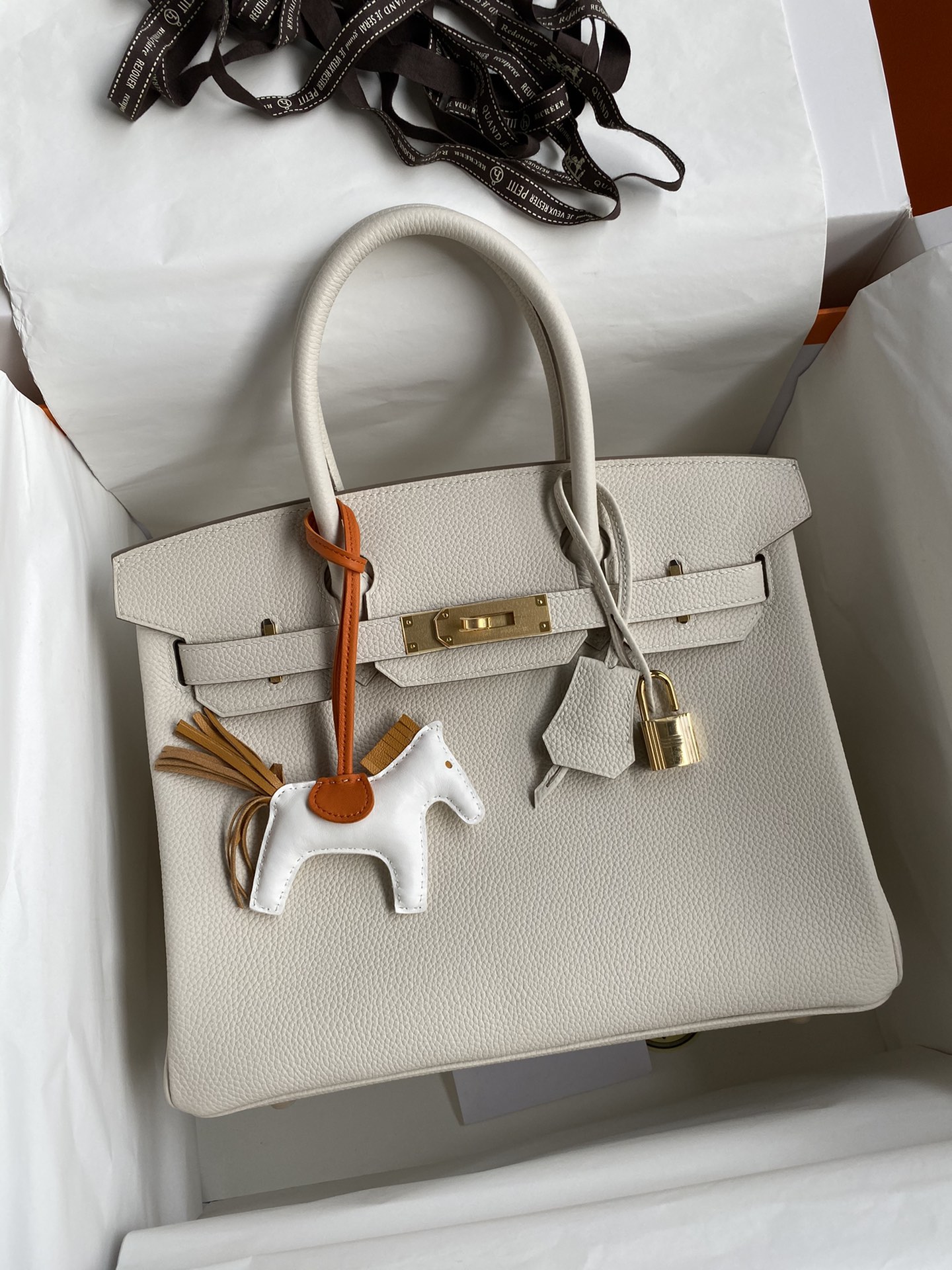 Hermes Birkin 30CM Togo Leather Handbag White